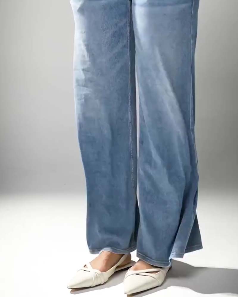 High-Waisted Straight-Leg Jeans Pants