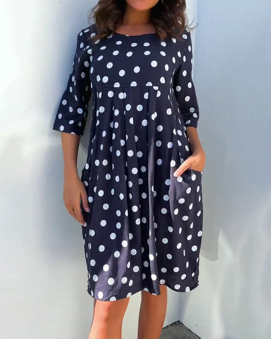 Casual polka dot print dress