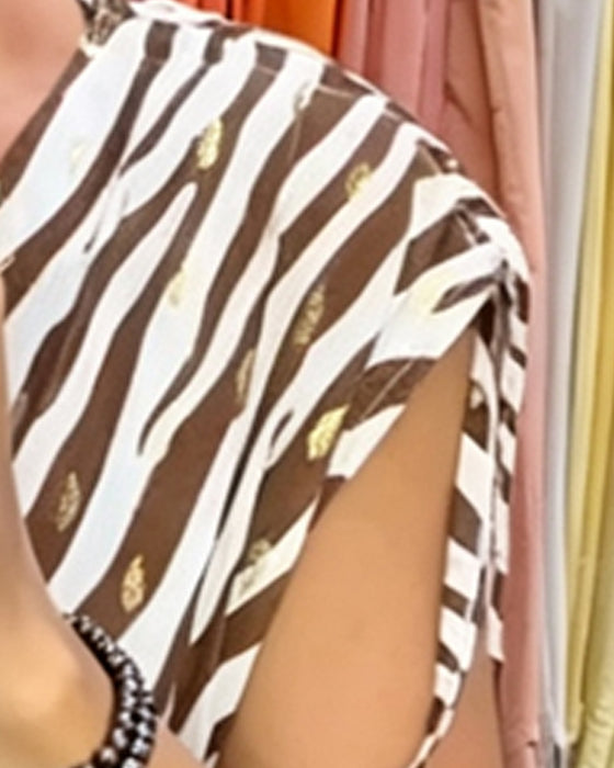 Tie Sleeveless Zebra Dress