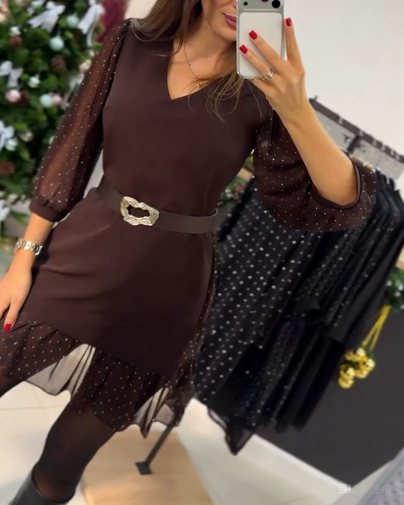 Stylish V-Neck Patchwork Dress