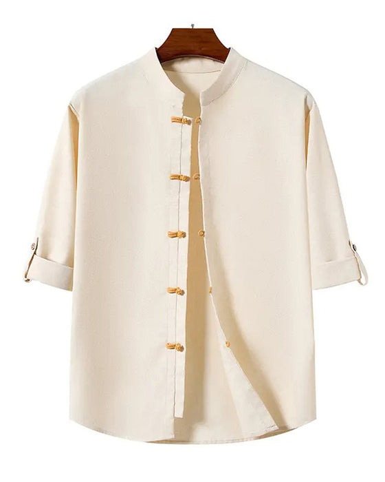 Chinese Style Square Neck Casual Shirt