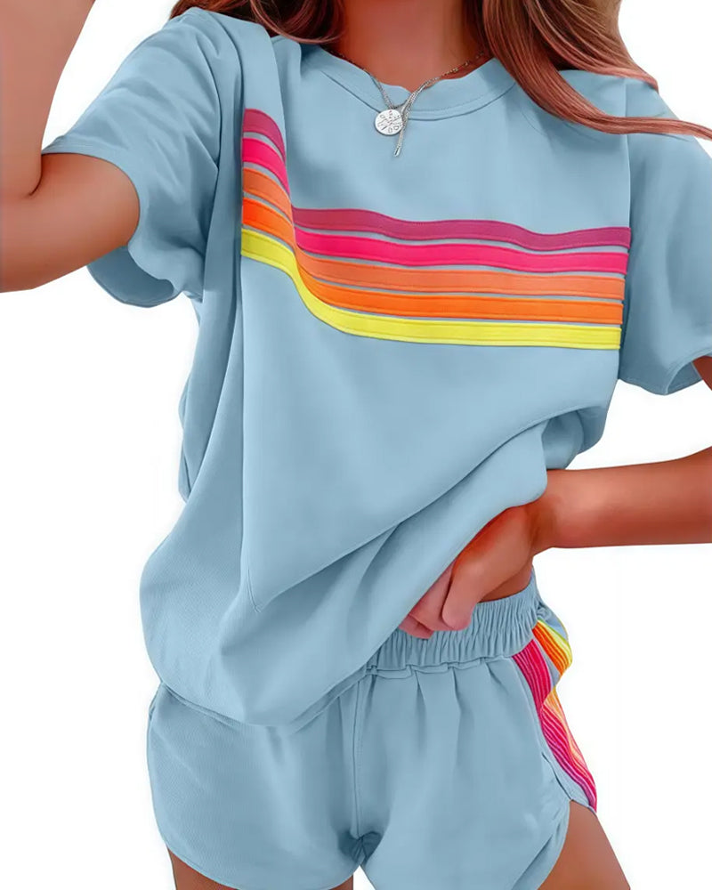 Casual Striped Two-Piece Set