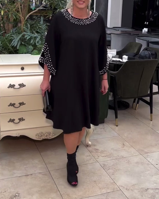Fashion Beaded Loose Plus Size Dress