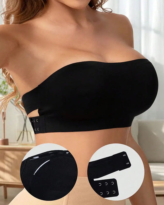 Strapless Seamless Side Closure Criss Cross Bra Top