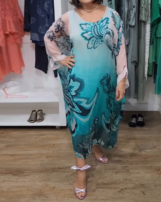 Round Neck Printed Loose Dress