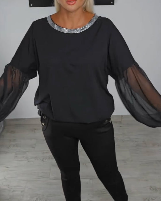 Mesh hot diamond fashion Top