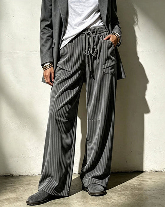 Pocket Drawstring Long Pants