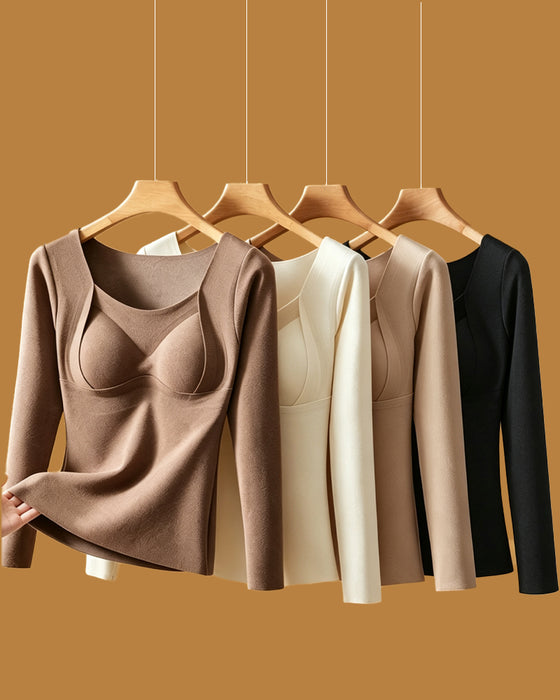 Women's Thermal Underwear Top with Bra Pads
