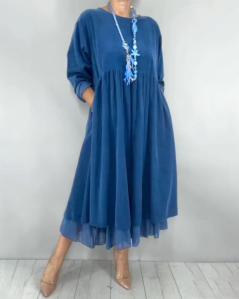 Double-Layer Loose Mesh Patchwork Dress