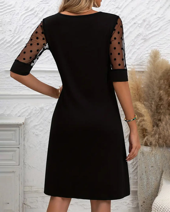 Elegant Dress with Tulle Panels