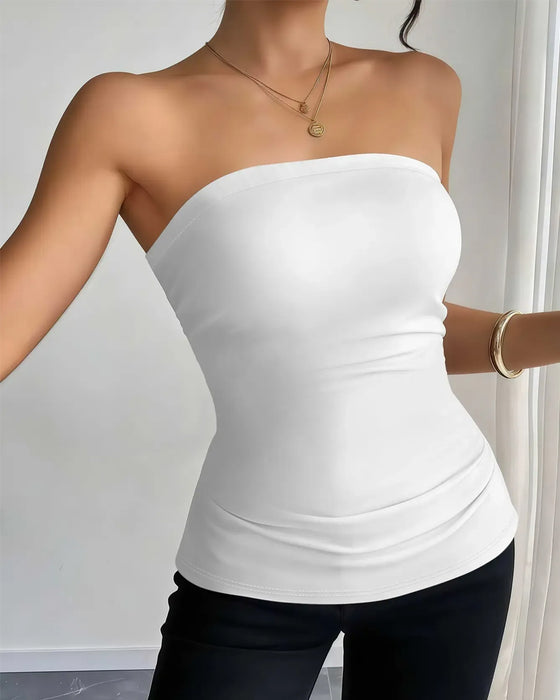 Strapless Solid Fashion Tank Top