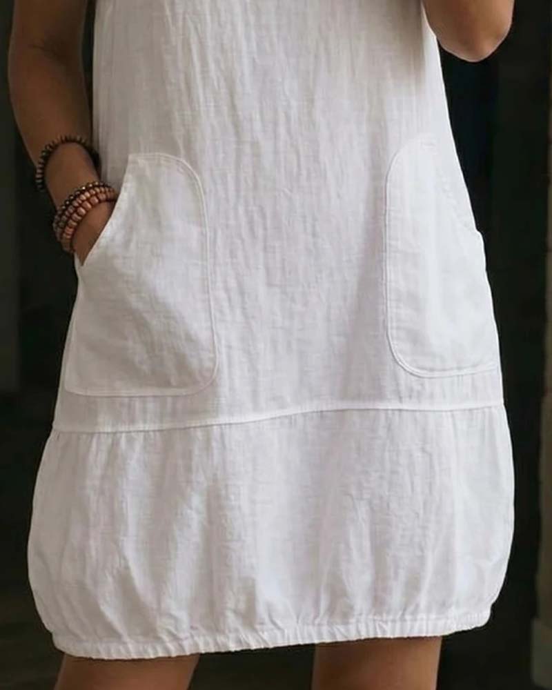 Sleeveless Loose Fit Solid Dress