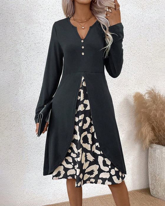 Patchwork Printed Casual Dress