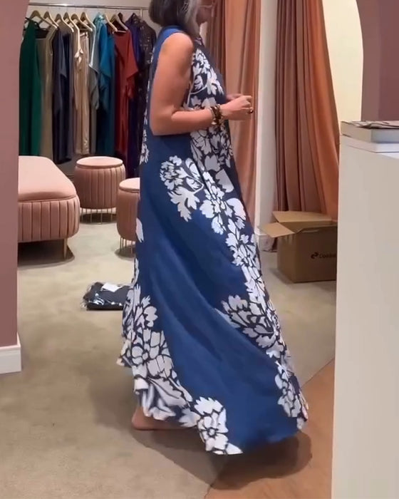 Sleeveless Positioned Print Maxi Dress