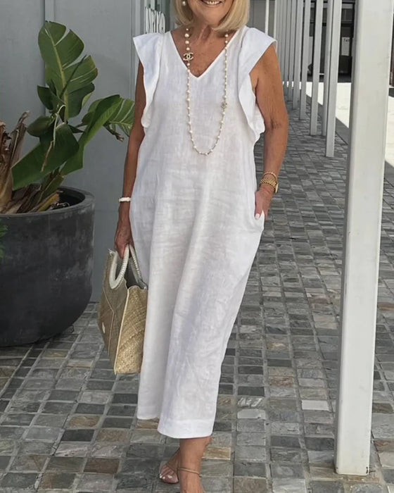 Sleeveless artistic casual dress