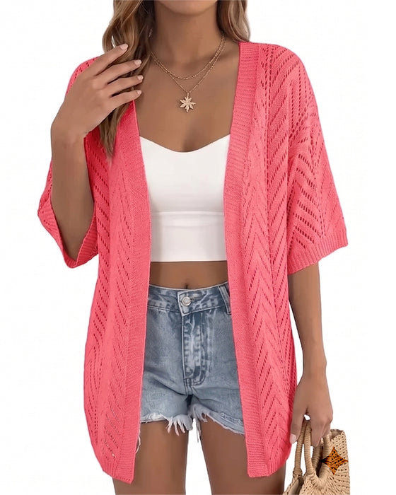 Cutout Loose Open Cardigan