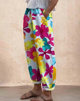 Floral print pocket pants