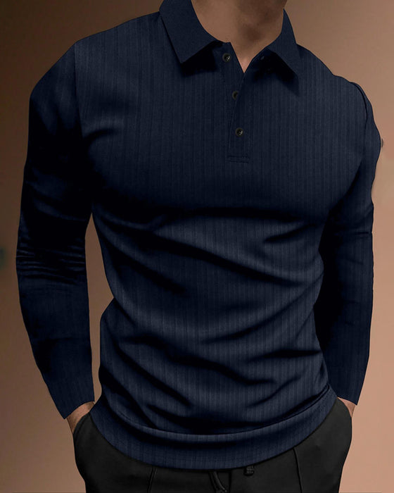 Collared Button Vertical Stripe Shirt