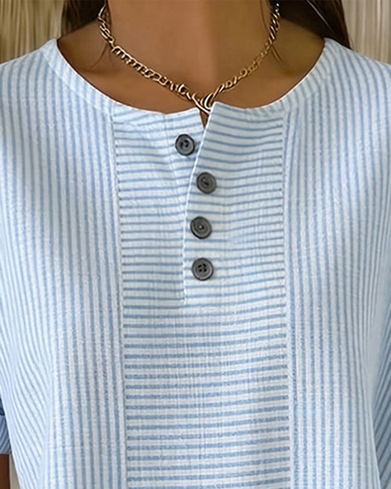 Round Neck Short Sleeve Blouse