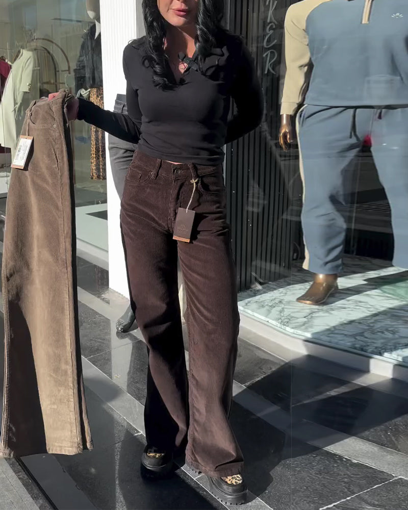 Corduroy Casual Wide Leg Pants