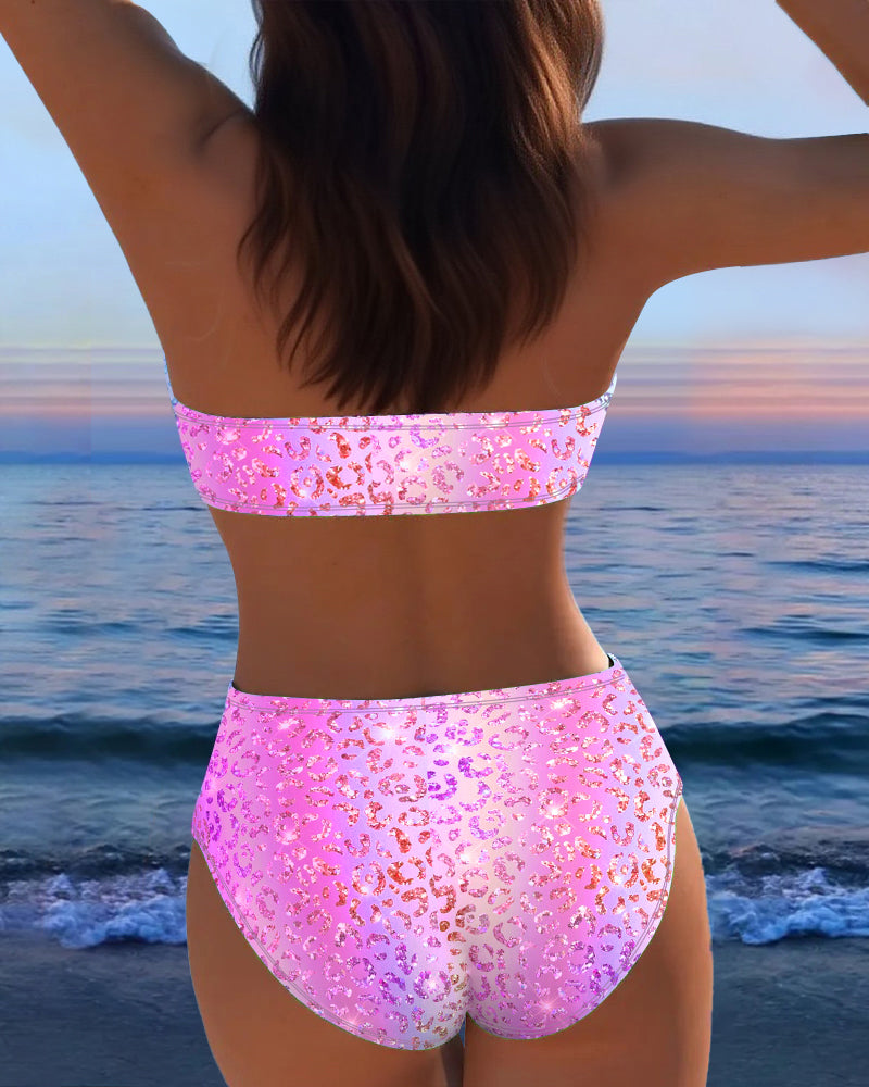 Leopard Print Bandeau Bikini