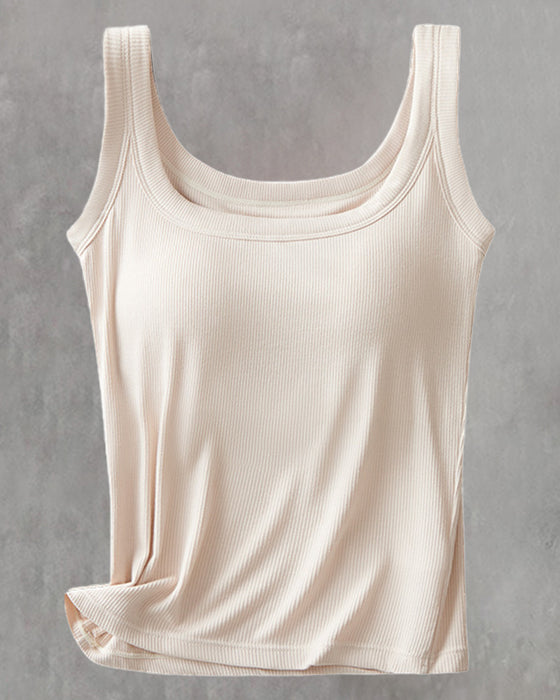 Solid Color Built In Bra Vest