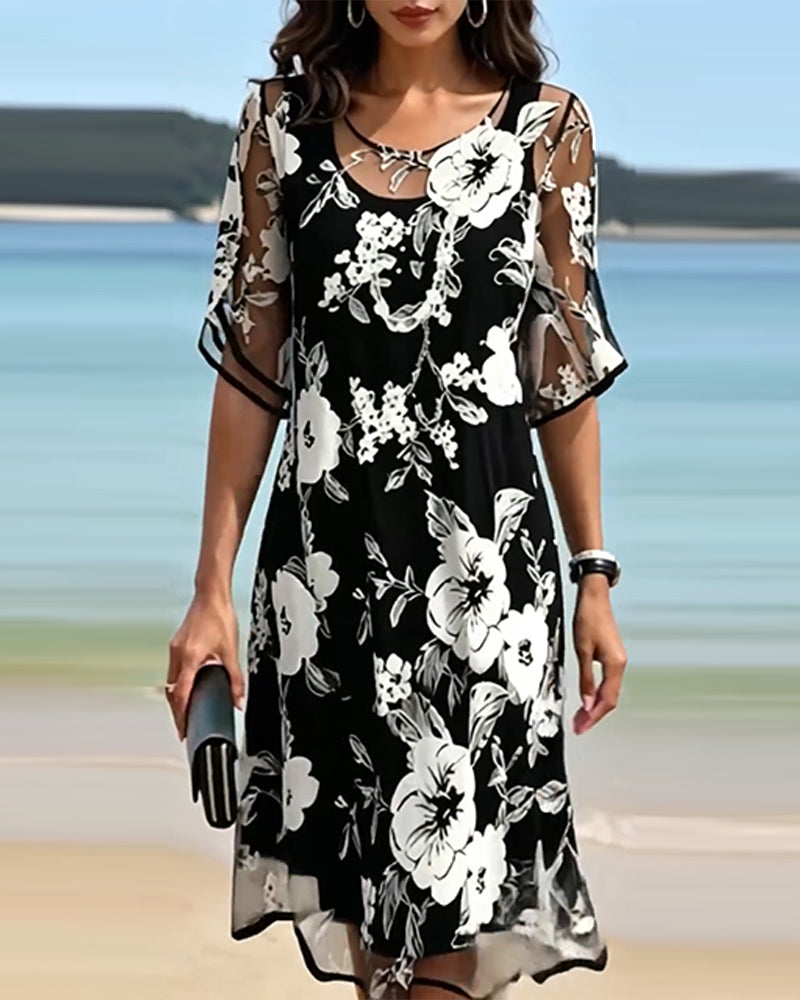 Round Neck Floral Dress