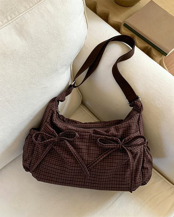Bow Plaid Crossbody Bag