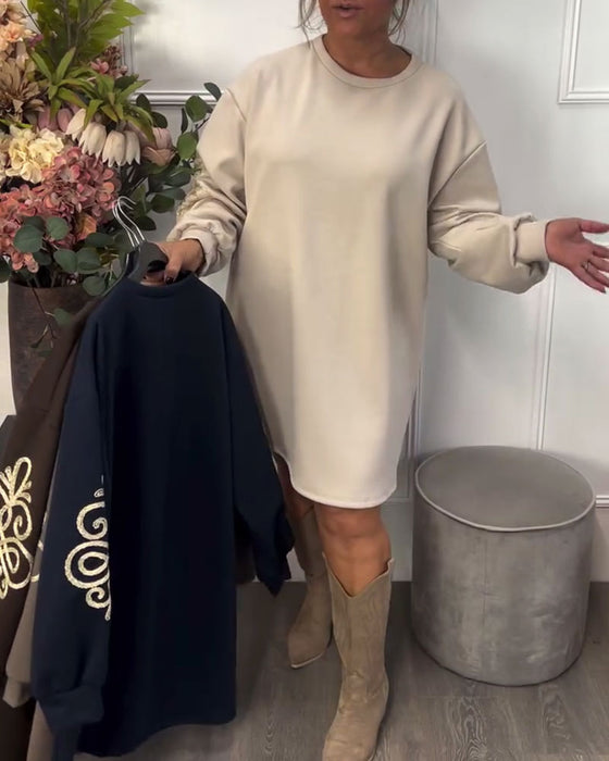 Round-Neck Loose-Fitting Dress