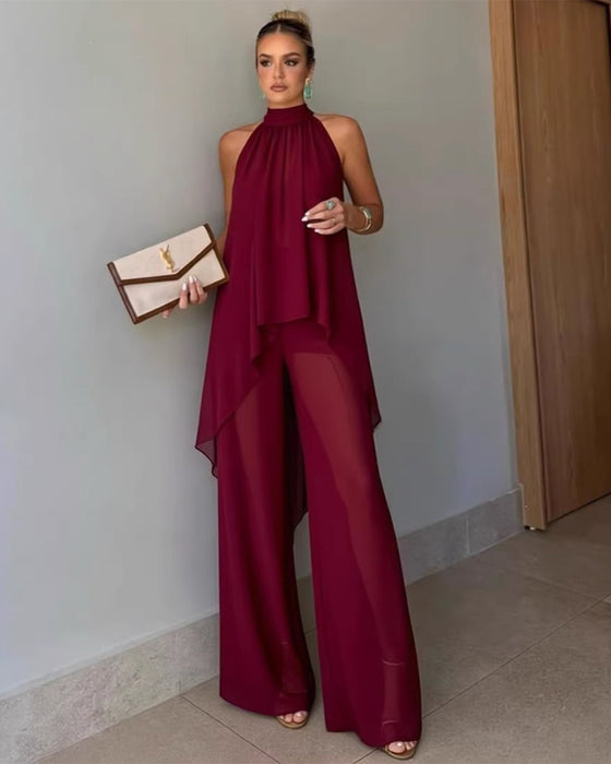 Casual Asymmetric Sleeveless Set