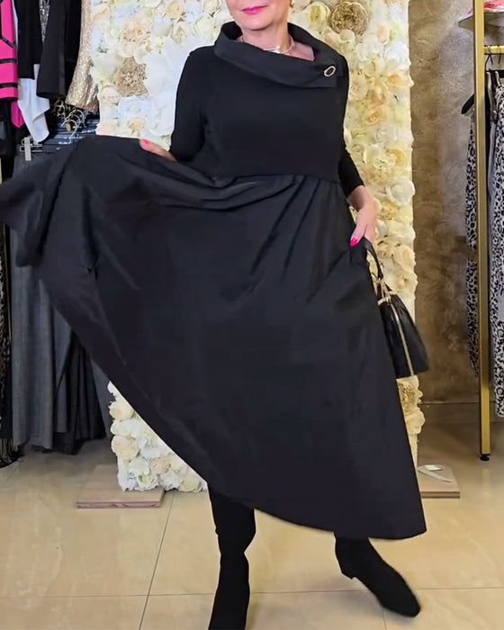 Fashionable Street Solid A-line Dress