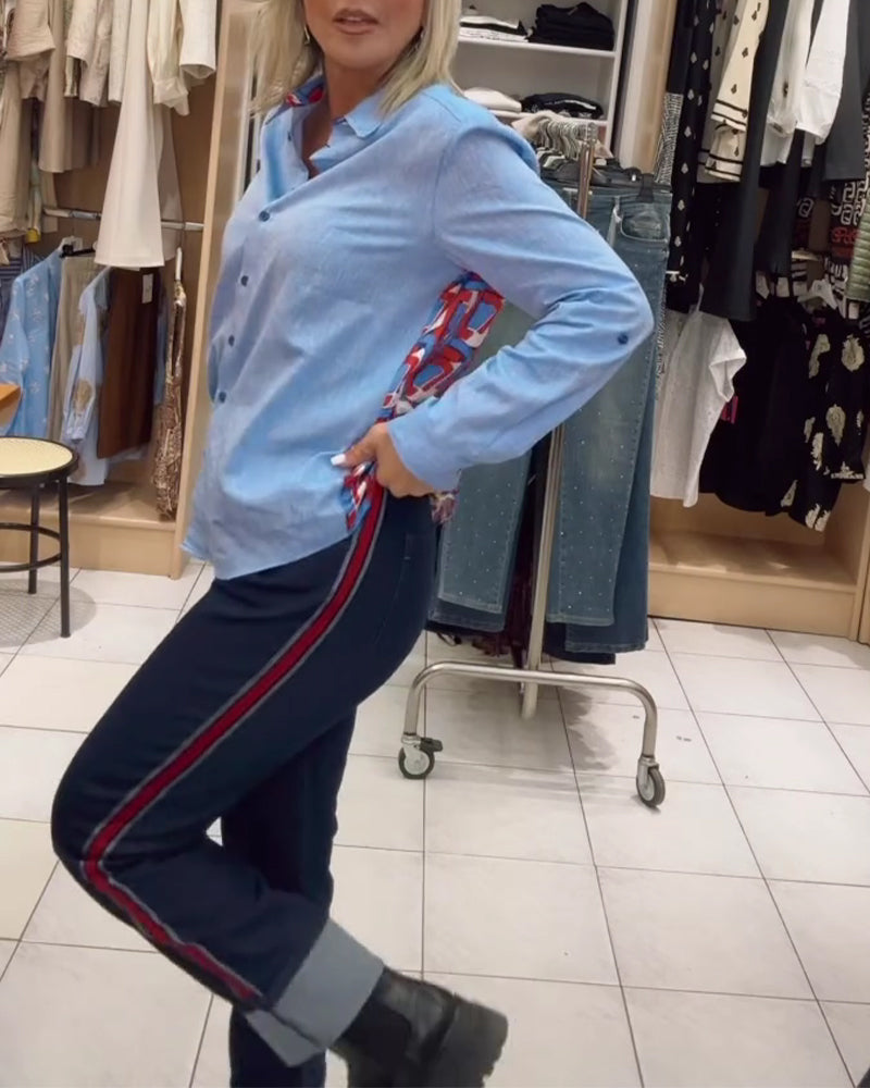 Lapel Long Sleeve Button Down Shirt