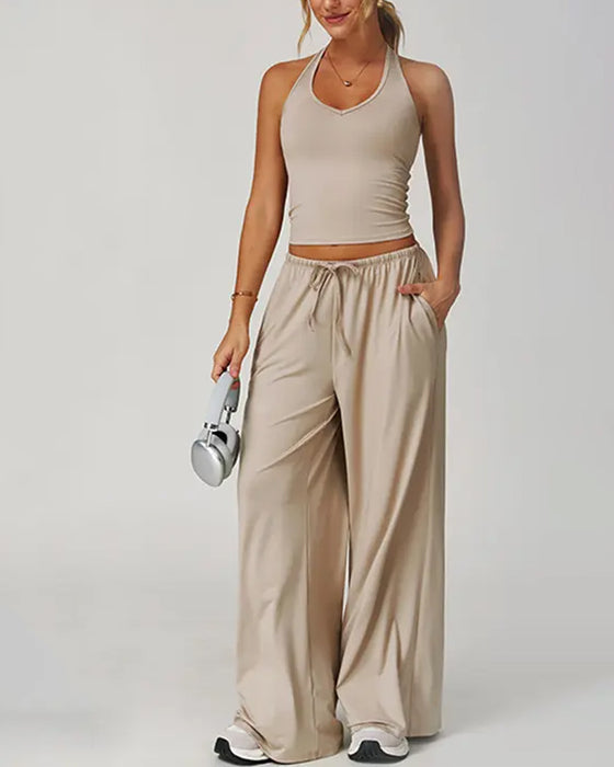 Halter V-Neck Casual Set
