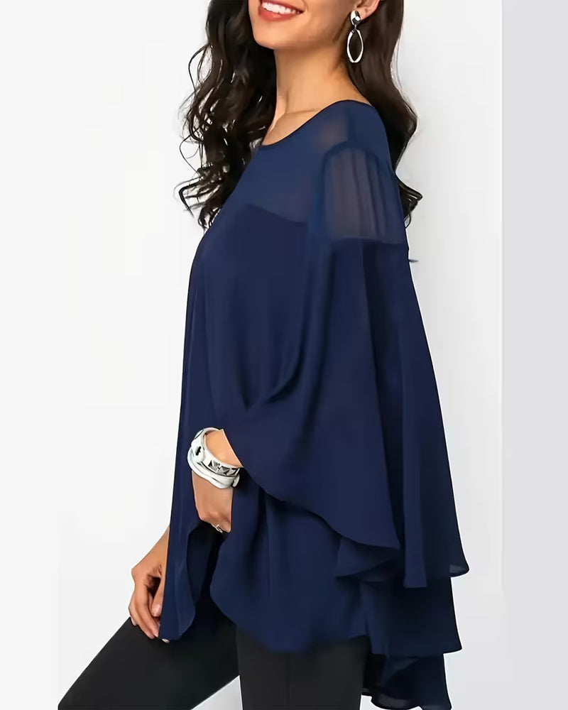 Batwing Sleeve Loose-Fitting Blouse