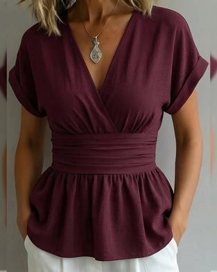 V-Neck Fitted Blouse