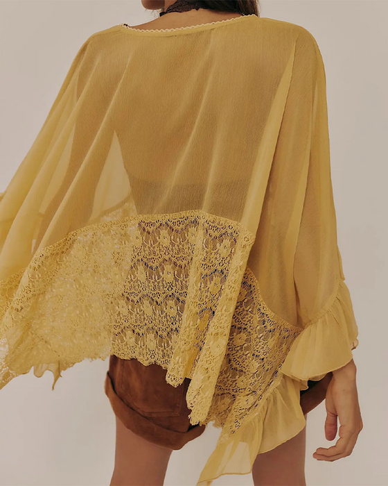 Lace Patchwork Mesh Cover-Up