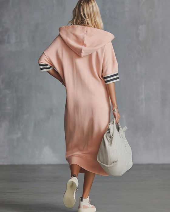 Short-Sleeve Hooded Sweatshirt Dress