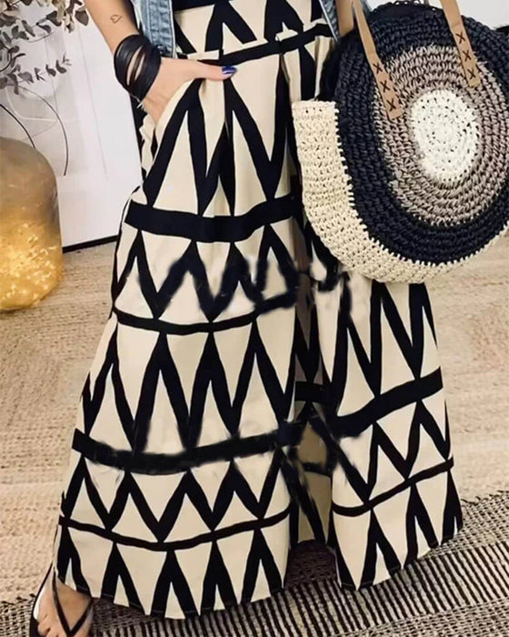 Temperamental printed wide-leg pants