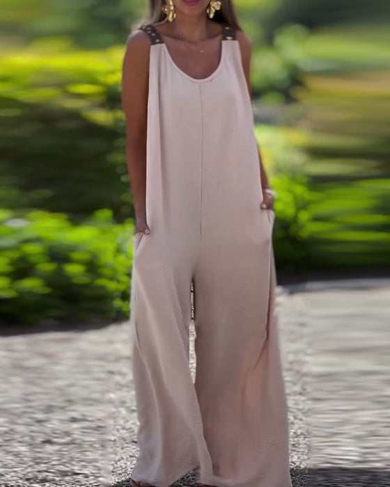 Sleeveless Back Tie Jumpsuit