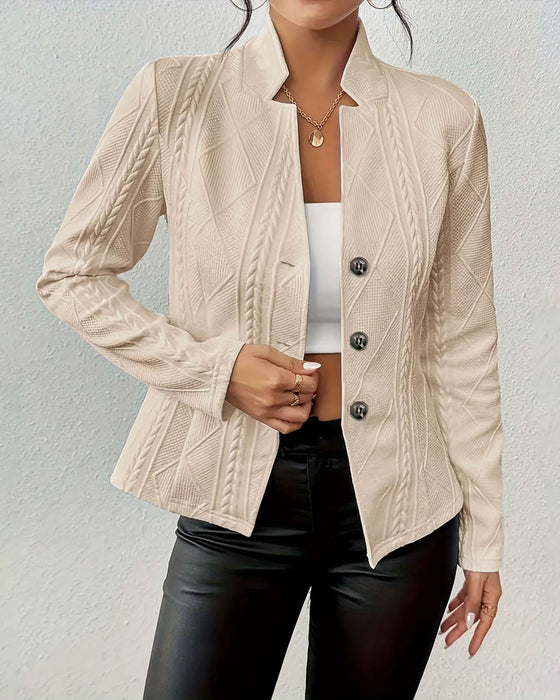 Solid Color Buttoned Blazer Coat