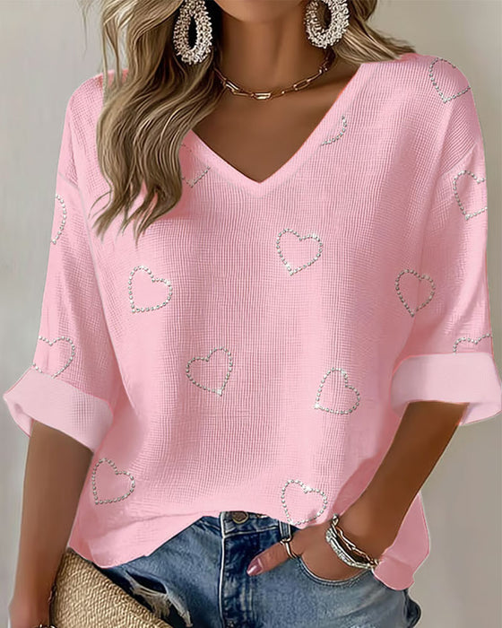 V-Neck Heart Comfortable Top