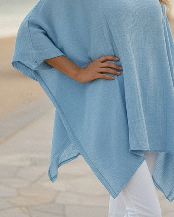 Batwing Sleeve Irregular Blouse