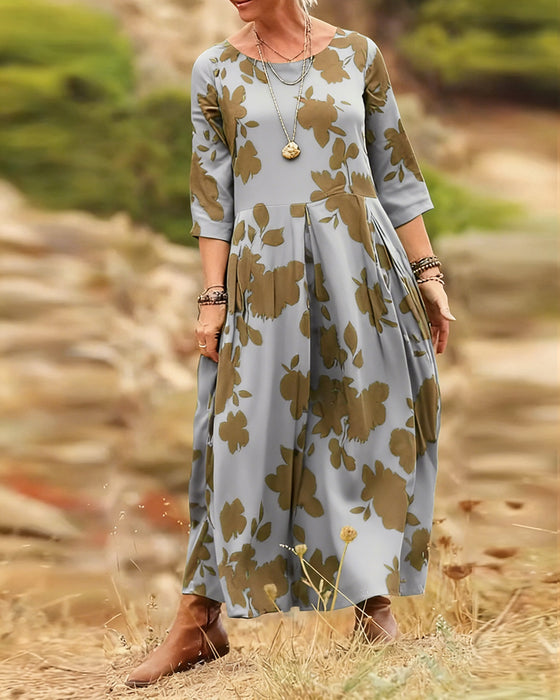 Temperament Retro Printed Dress