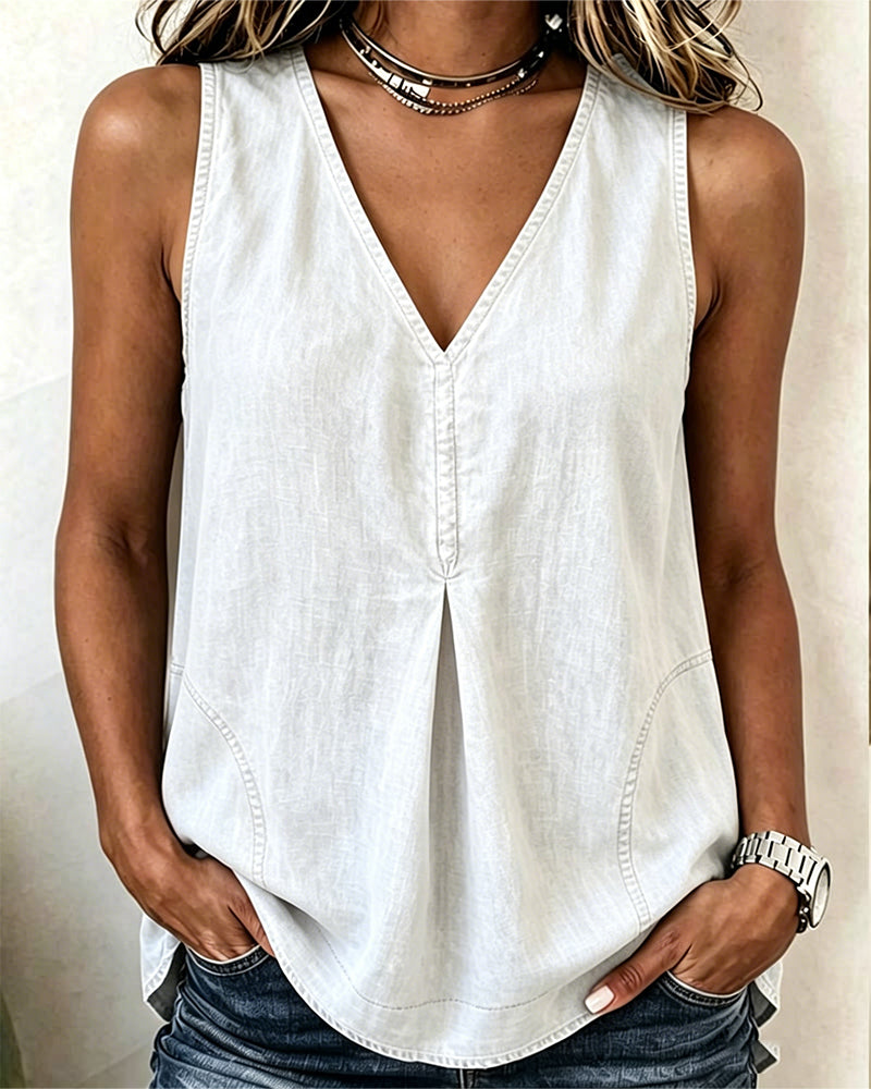 V-Neck Denim Tank Top