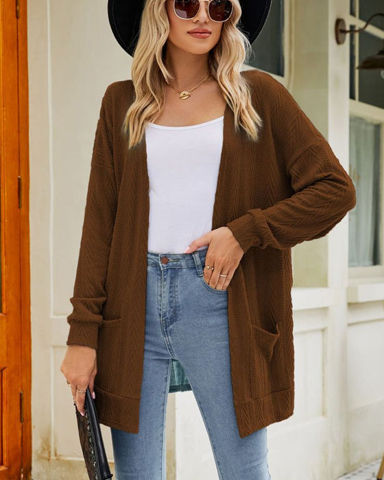 Solid color casual cardigan
