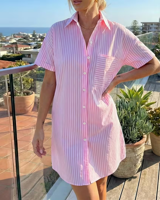 Stripe Shirt Style Dress