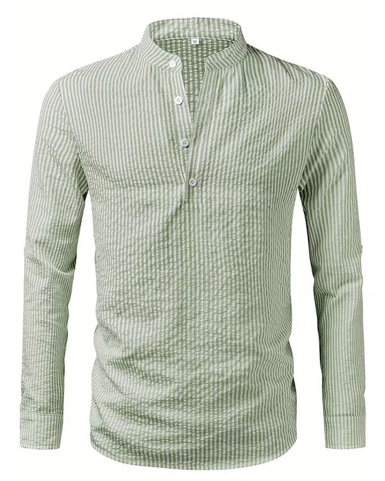 Stand Collar Striped Men's Shirt