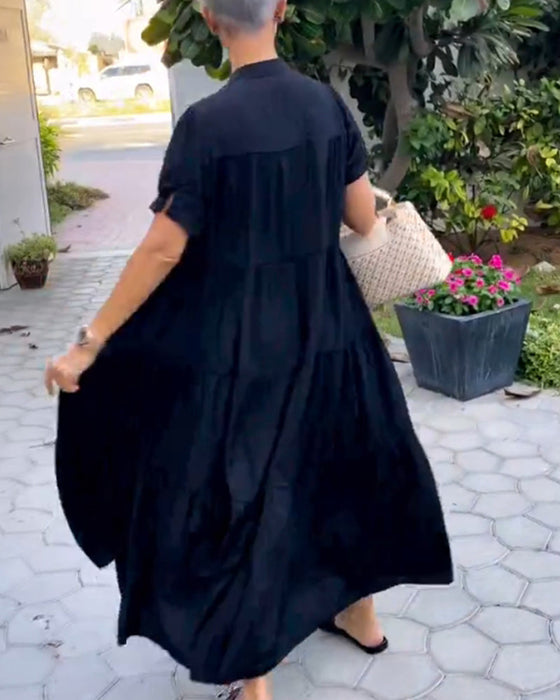 Elegant V Neck Short Sleeve Dress