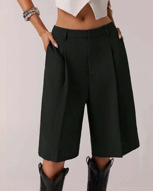 Bermuda Straight Leg Pocket Casual Blazer Pants