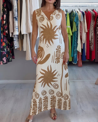 V-Neck Sleeveless Shift Dress